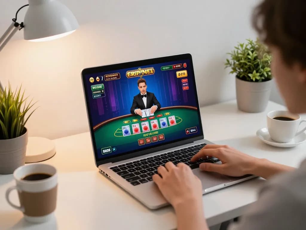 Player enjoying a live dealer blackjack game on https://tr88.bio/ in a modern home setup