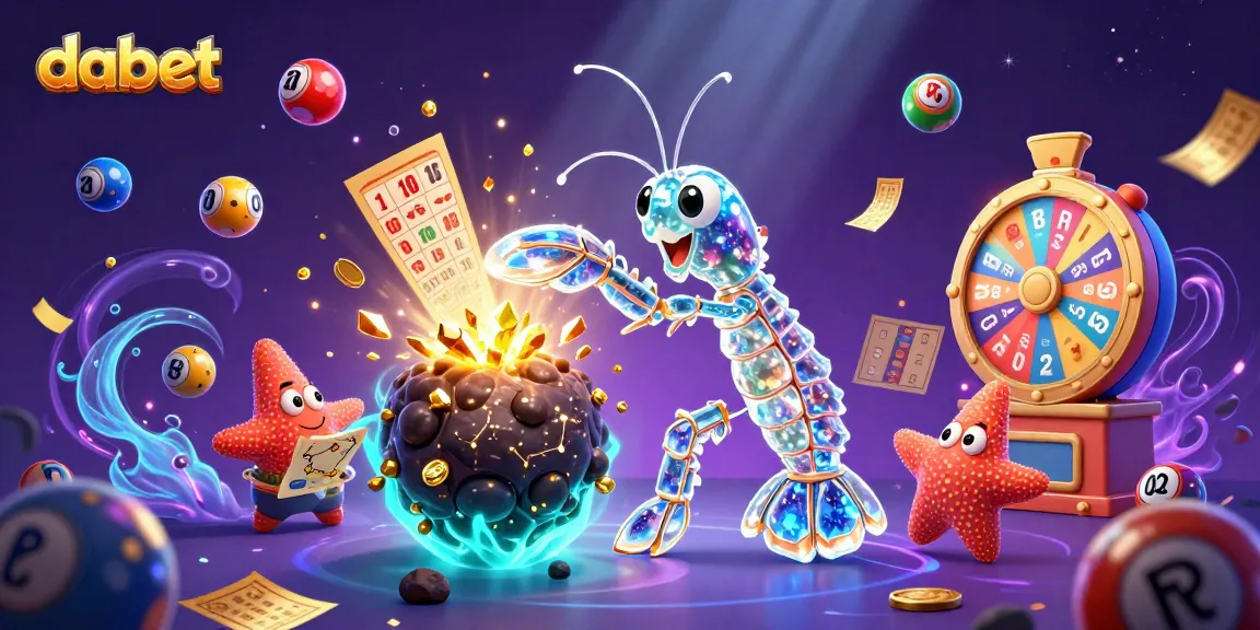 Dabet offers thrilling lottery experiences with a mantis shrimp hero amid gems and vibrant games.