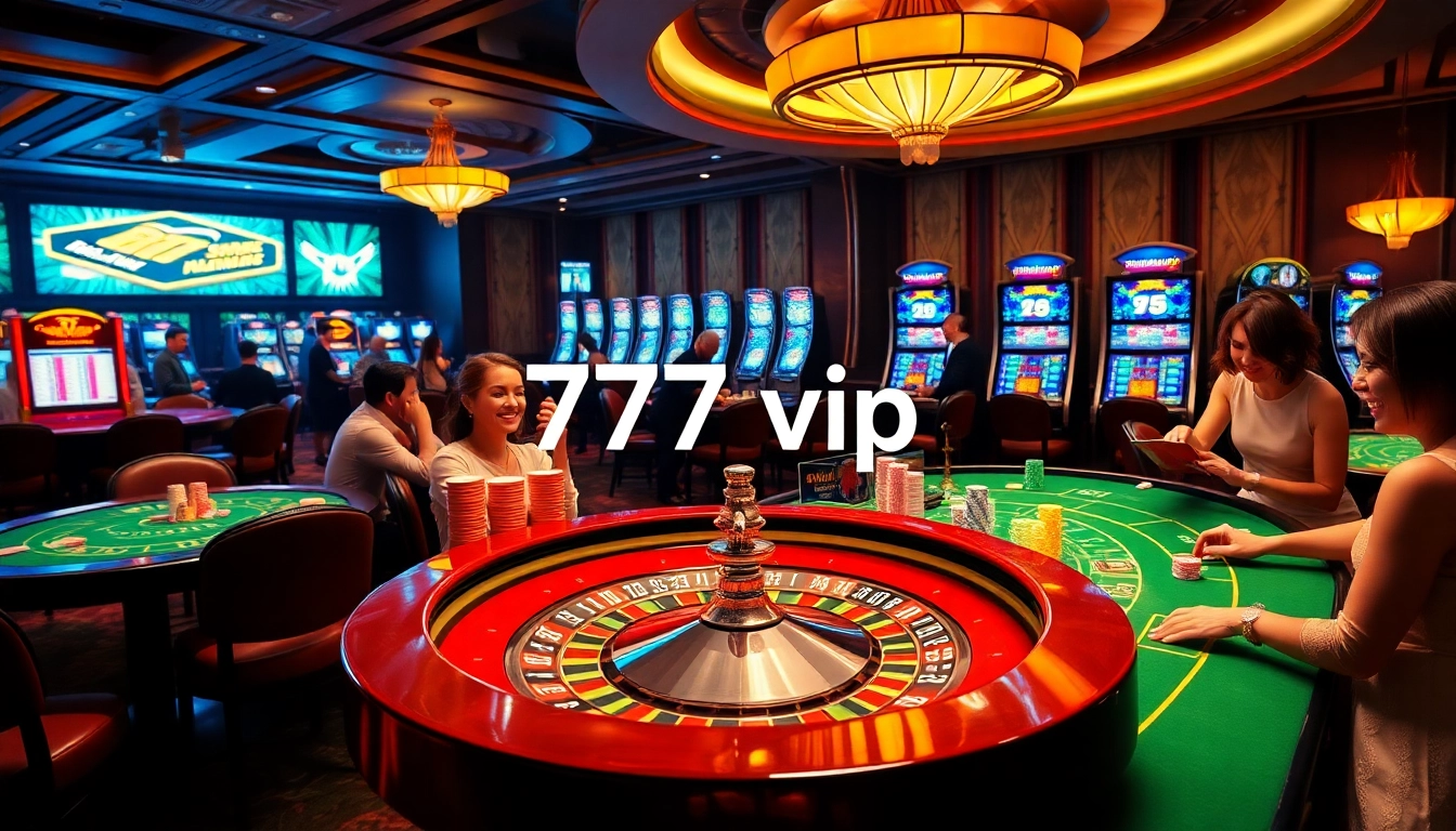 Experience the thrill of 777vip with vibrant casino tables and players engaged in action.