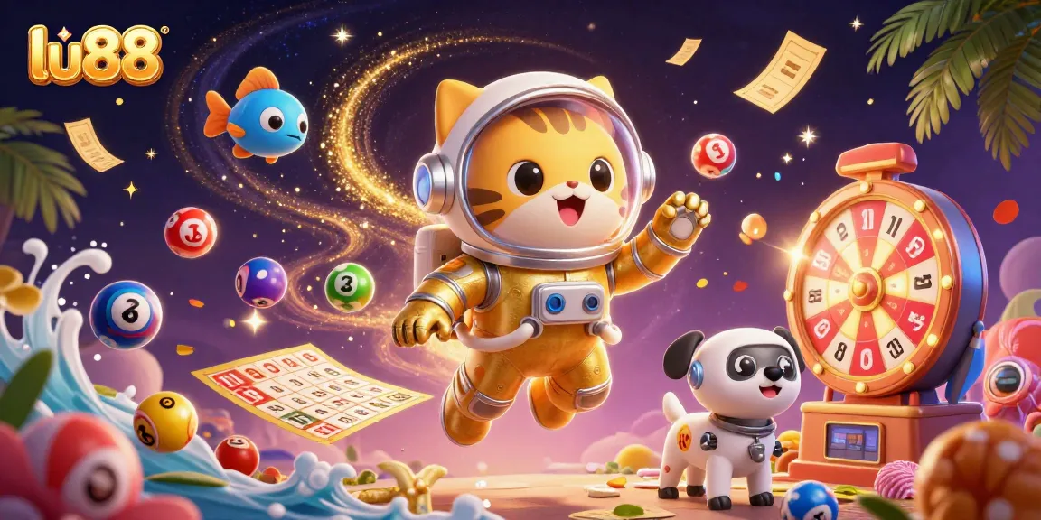Engage with the vibrant lu88 gaming universe, featuring dynamic casino elements and a playful design.
