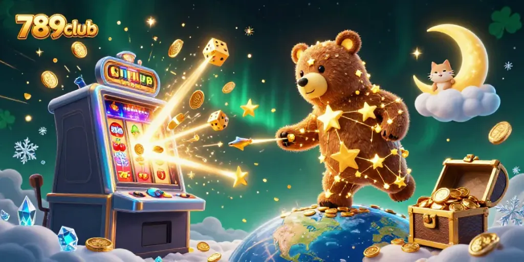 Engage with thrilling games at 789club through vivid illustrations capturing a magical casino experience.