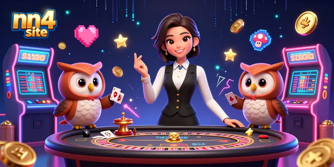 Experience excitement with dealers at nn4 site surrounded by vibrant casino elements.