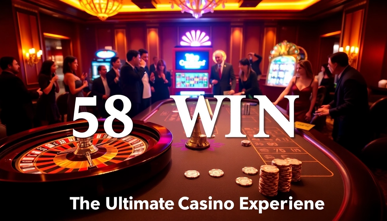 Exciting scene of a luxury casino with thrilling roulette, emphasizing 58 WIN.