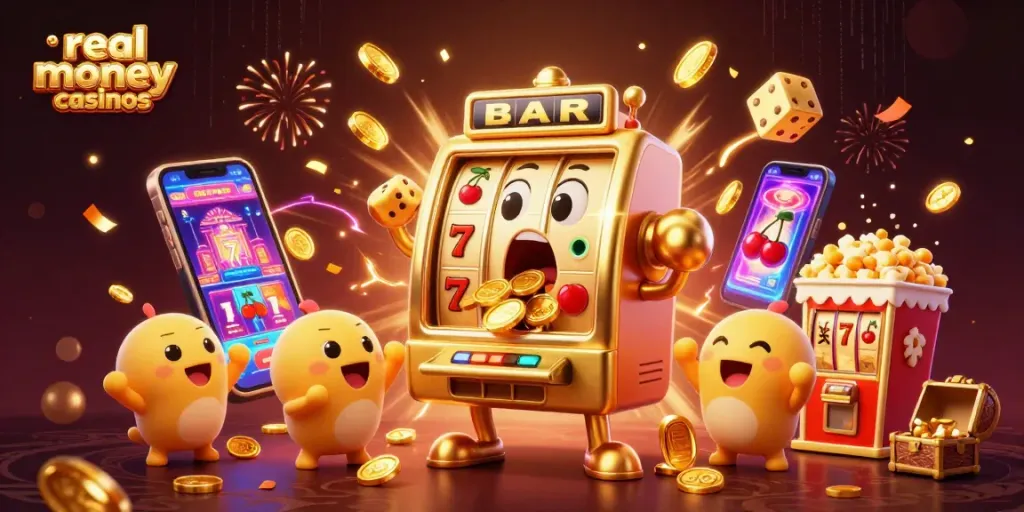 Experience the excitement of real money casinos with dynamic slot machines and jackpot celebrations!