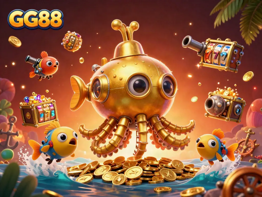 Engage with GG88 slots amid animated 3D creatures in a vibrant casino adventure.