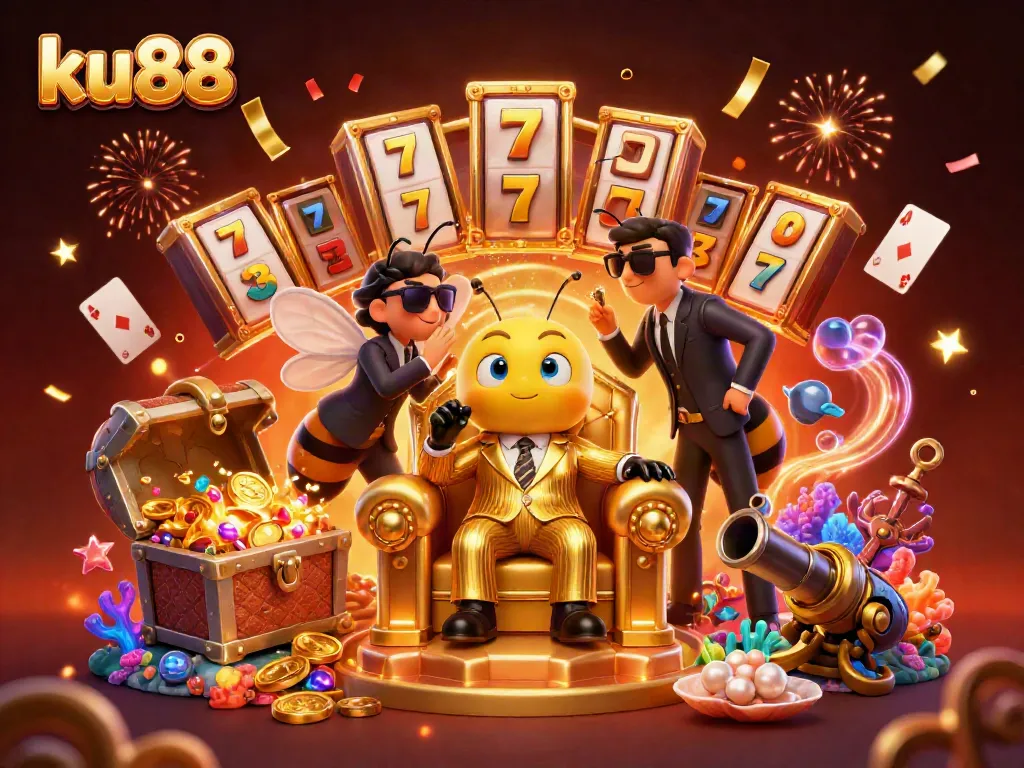 Experience the exciting world of ku88 with this dynamic casino scene featuring characters and game elements.