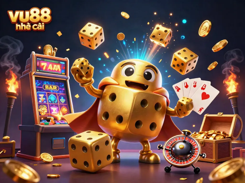 Experience thrilling gameplay at vu88 nhà cái with golden dice and vibrant casino elements.