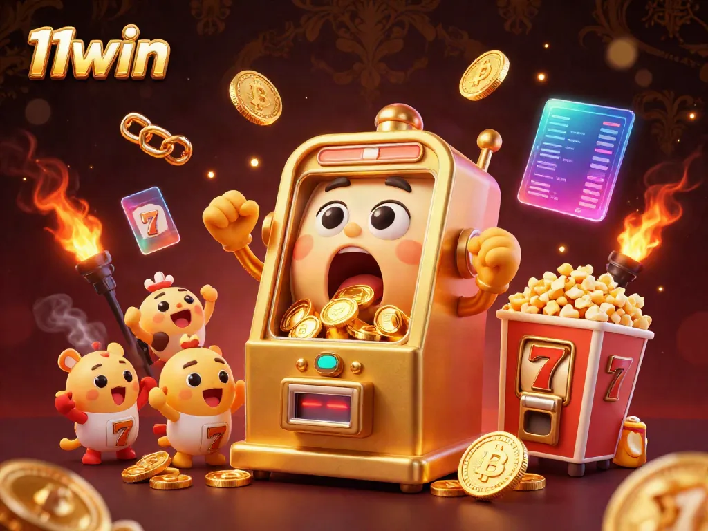 Win big at 11win with animated slot machines celebrating a jackpot!