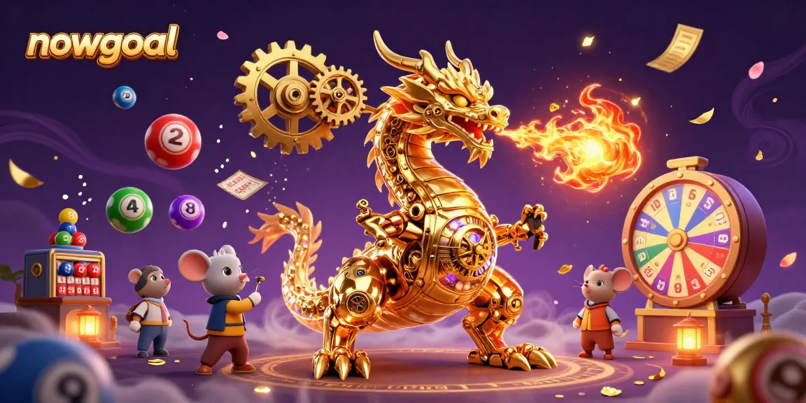 Experience nowgoal's dynamic gambling atmosphere with a dragon and vibrant game elements.