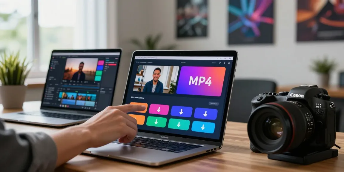 Baixar vídeo MP4 em aplicativo moderno com interface interativa e opções de download.