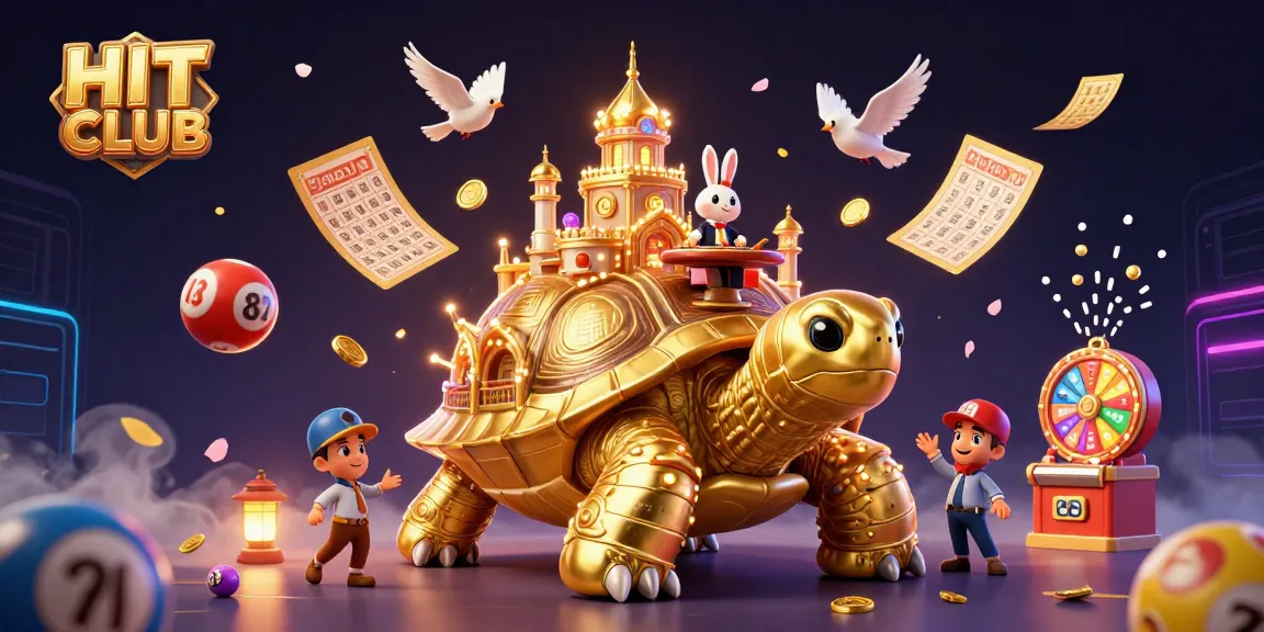 Engage with HIT CLUB as a golden tortoise casino scene bursts with vibrant colors and action.