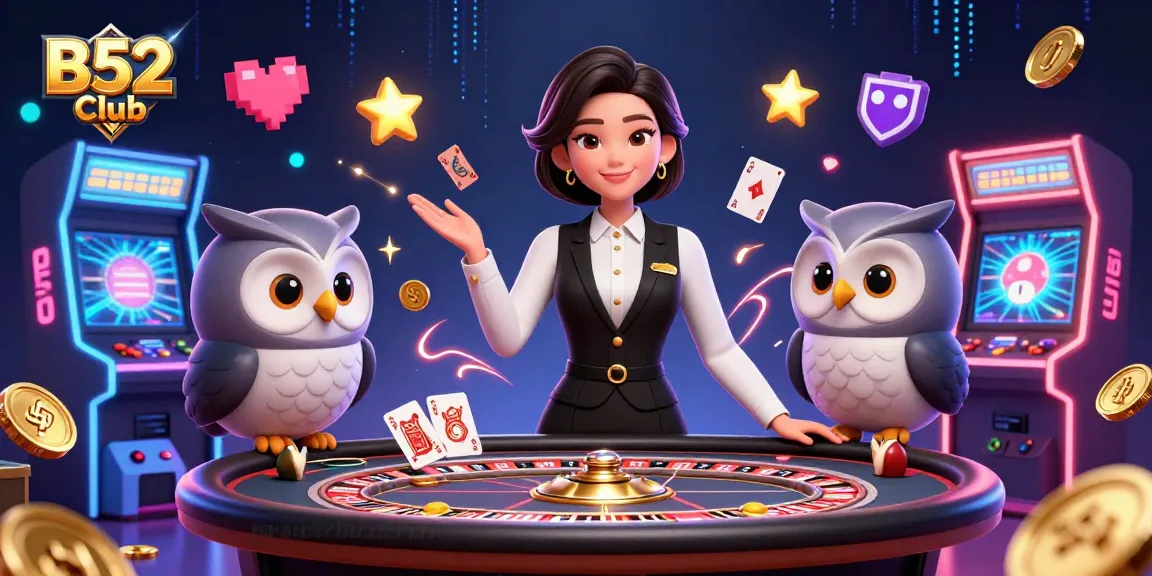 Join the fun at B52 Club with engaging dealers and colorful game elements in a lively casino atmosphere.