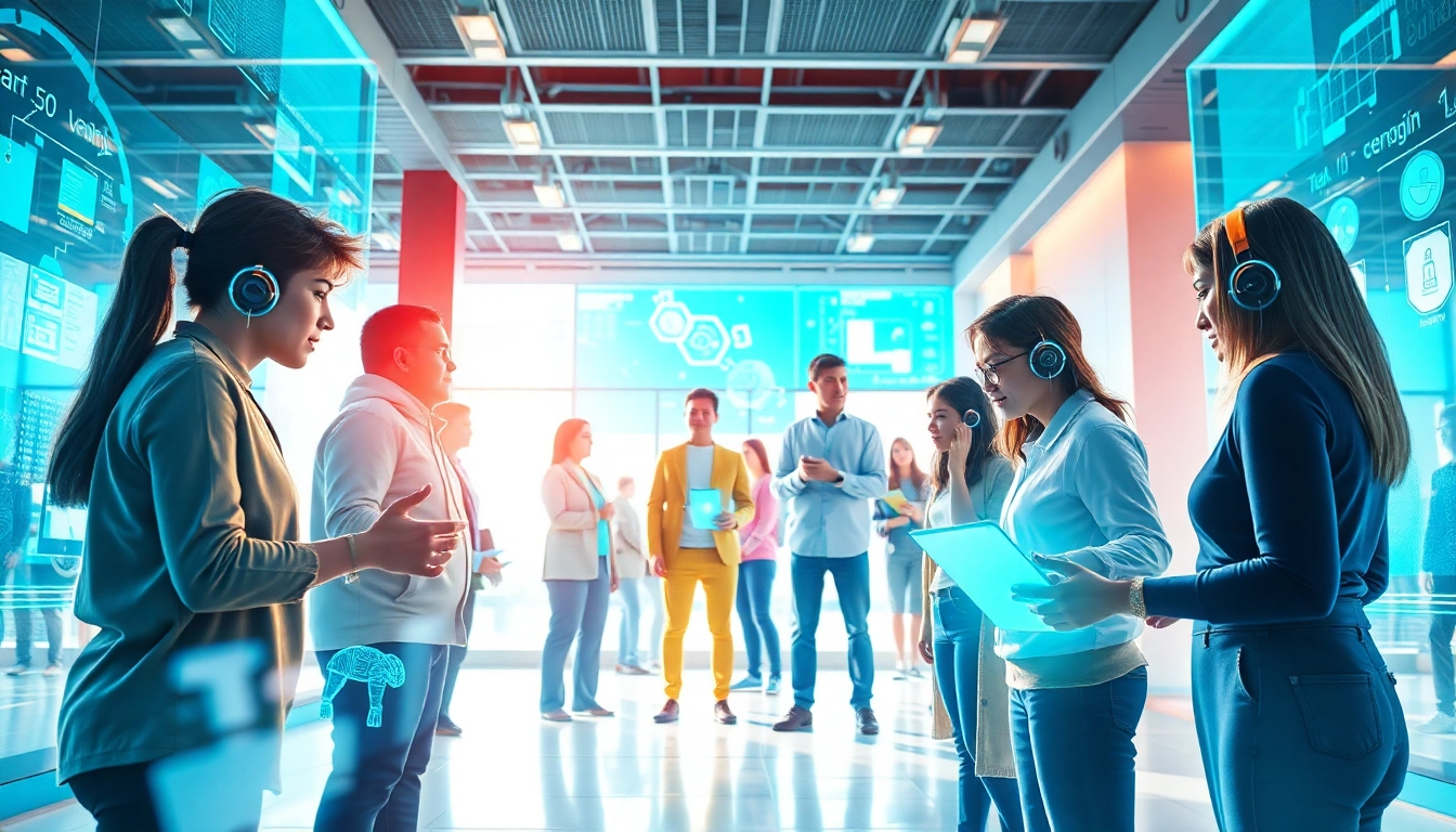Engaging interaction with Crushon AI in a futuristic tech environment.