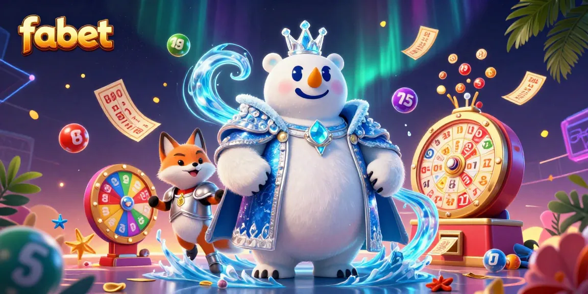 Engage with fabet's thrilling lottery experience in this vibrant 3D casino illustration.