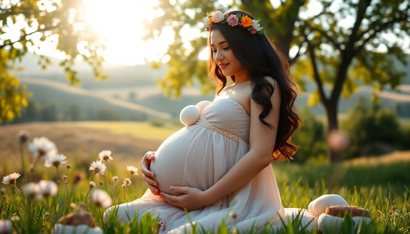 Captivating Babybauch Fotoshooting capturing a radiant expectant mother outdoors.