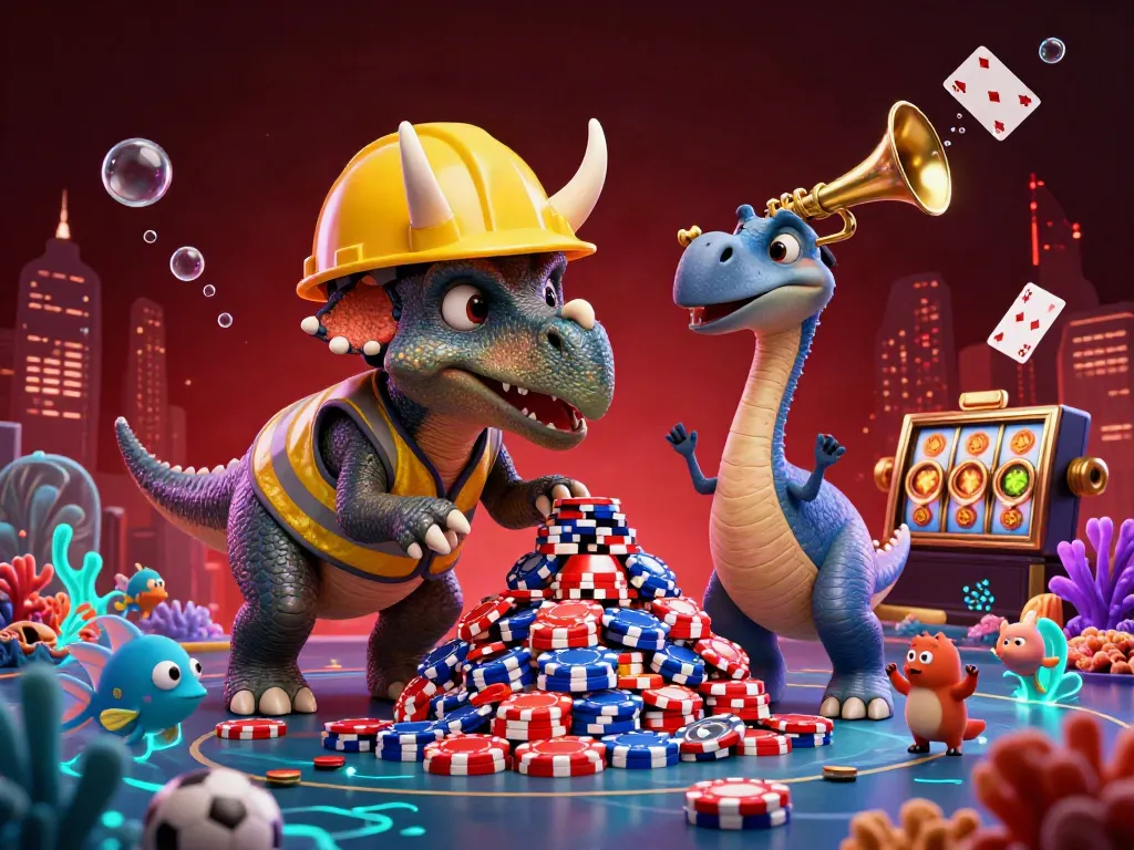 Experience gem88 with a vibrant 3D casino scene featuring colorful sea creatures, poker chips, and bioluminescent coral.