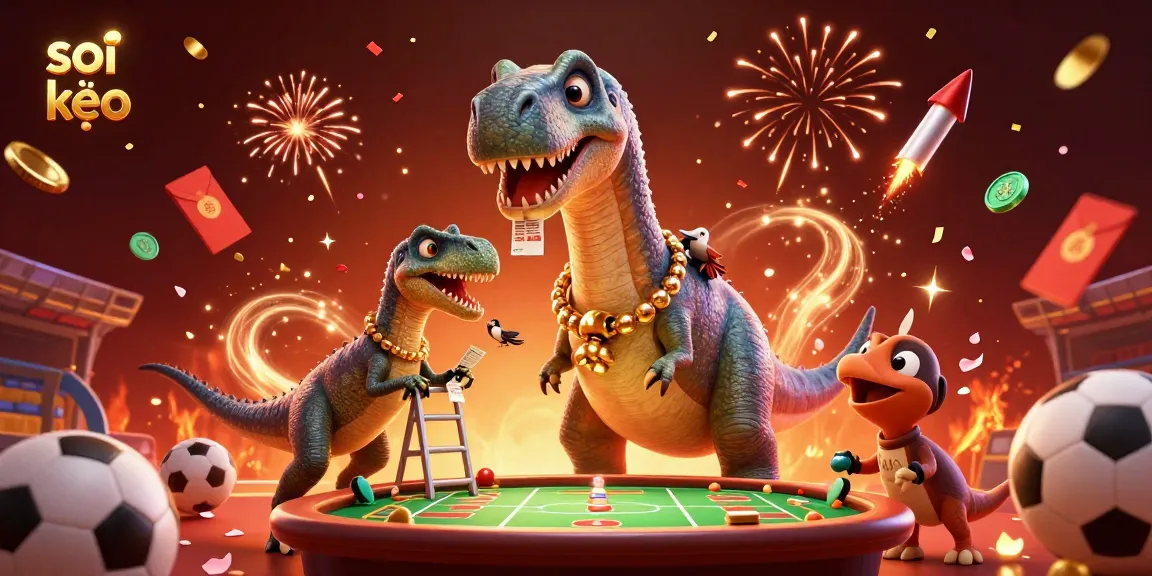 Join the winning action with soi kèo as the brontosaurus spectates a lively sports betting scene.