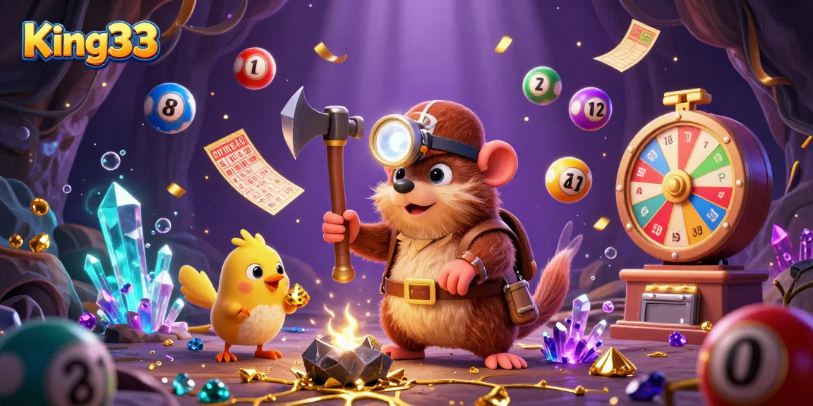 Experience King33's thrilling gaming environment with vibrant casino elements and engaging characters.